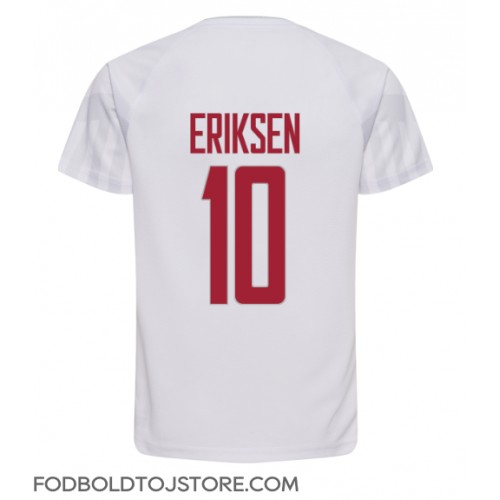Danmark Christian Eriksen #10 Udebanetrøje VM 2022 Kortærmet